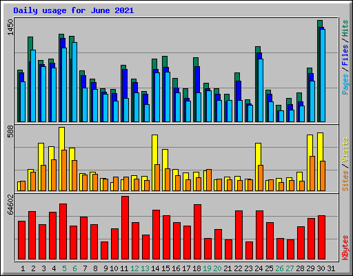 Daily usage for June 2021