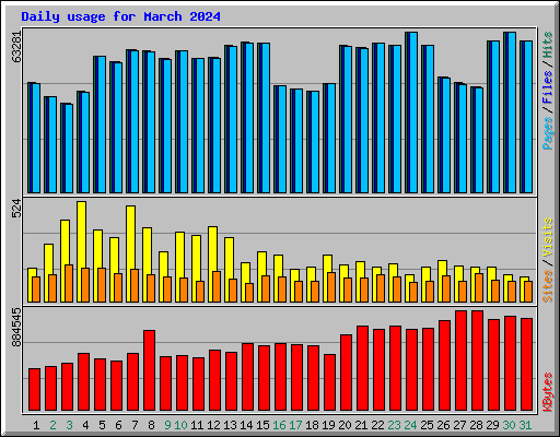 Daily usage for March 2024